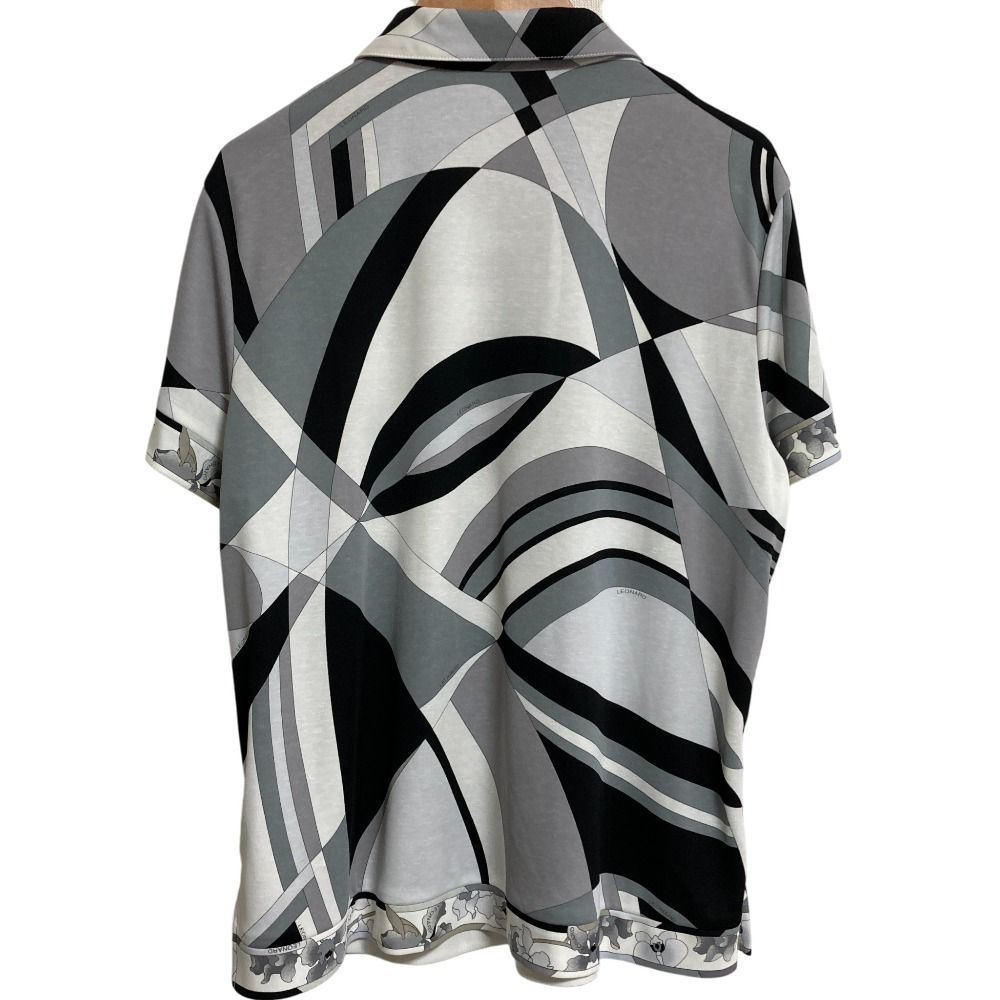 美品 LEONARD SPORT レオナール スポーツ 幾何学柄 半袖 ポロシャツ