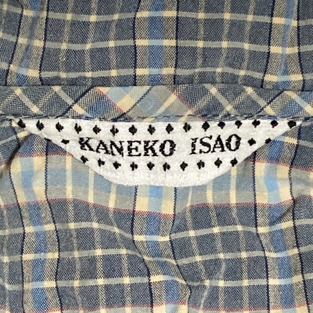美品 KANEKO ISAO カネコイサオ チェックリボン フラワー刺繍