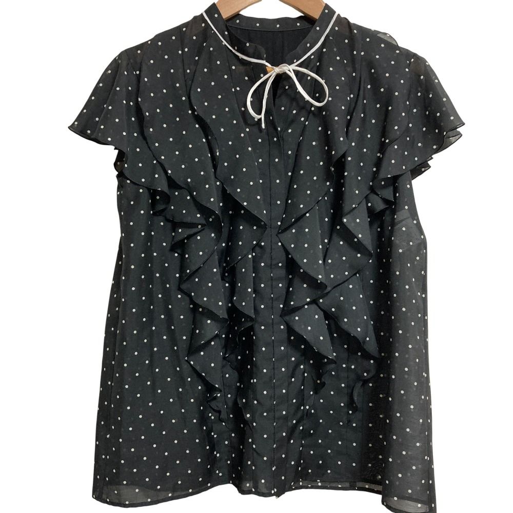 美品●アナイ　シャツ　ANAYI 36 美品 22SS ANAYI アナイ ドット フリル ブラウス サイズ36 ブラック