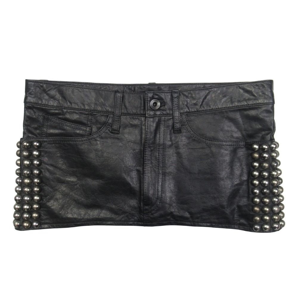 未使用 L.G.B. ルグランブルー スタッズ カーフスキン レザー マイクロ