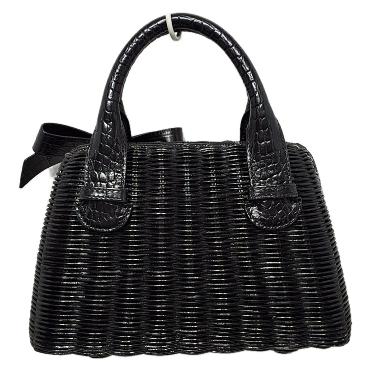 PAULEKA(ポールカ) ハンドバッグ - 黒 型押し加工/リボン レザー