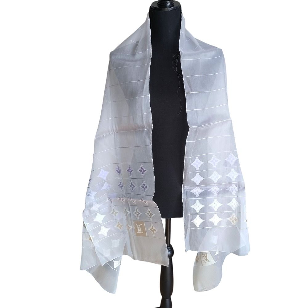 LOUIS VUITTON ルイヴィトン オーガンジー モノグラム刺繍 シアー