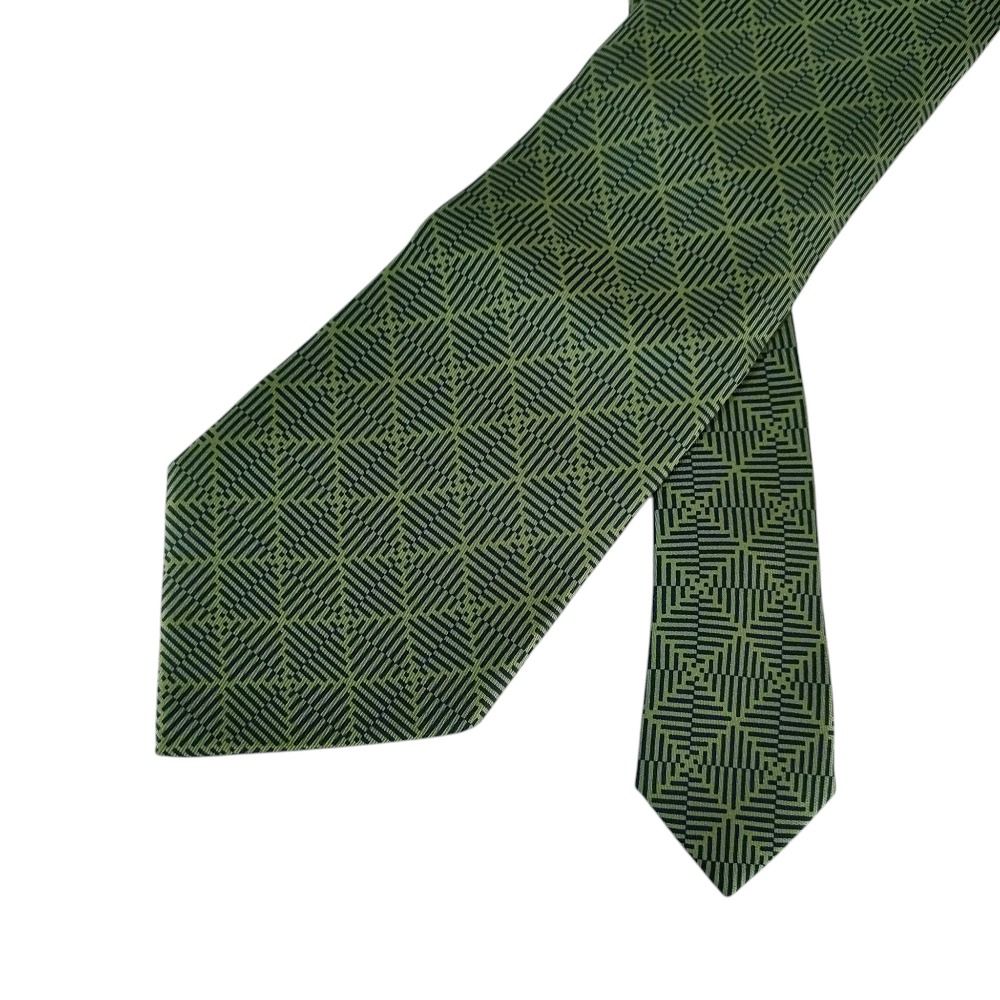 美品 HERMES エルメス シルク100％ 総柄 レギュラータイ ネクタイ