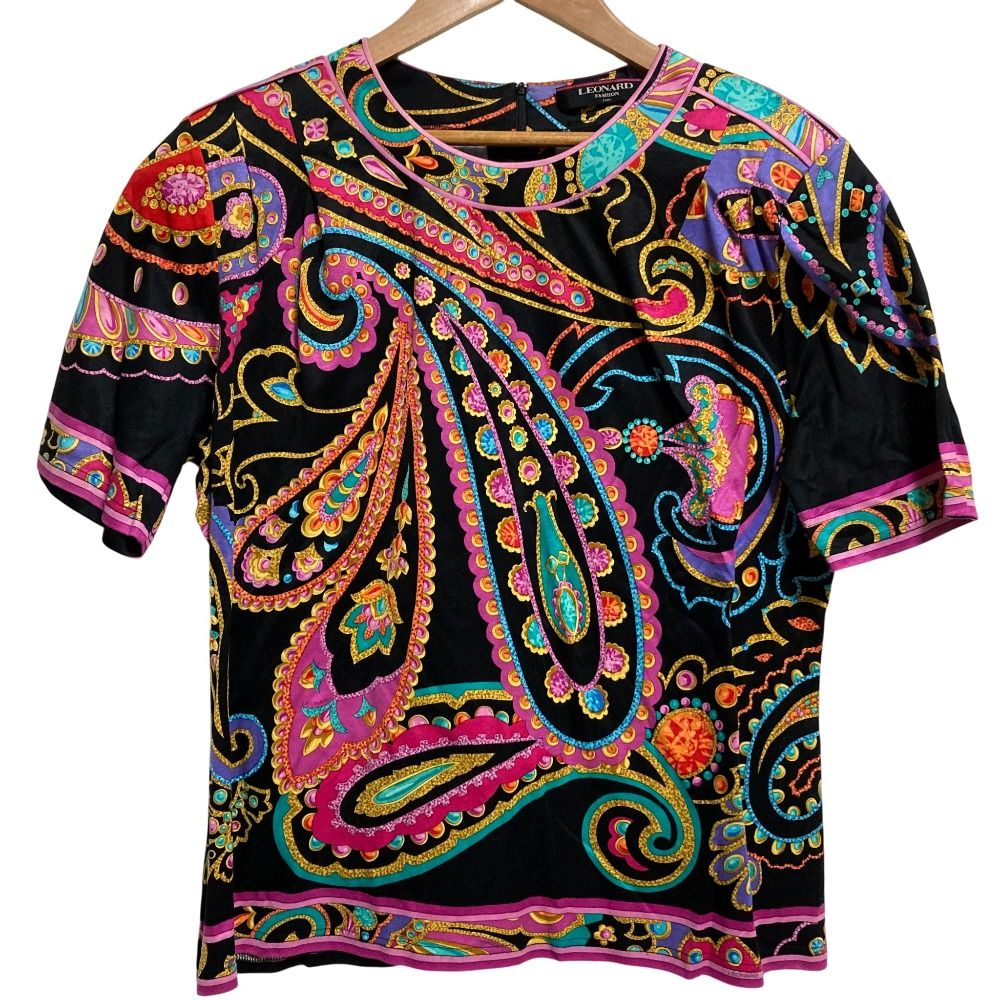 美品 LEONARD レオナール ペイズリー ショートスリーブ カットソー