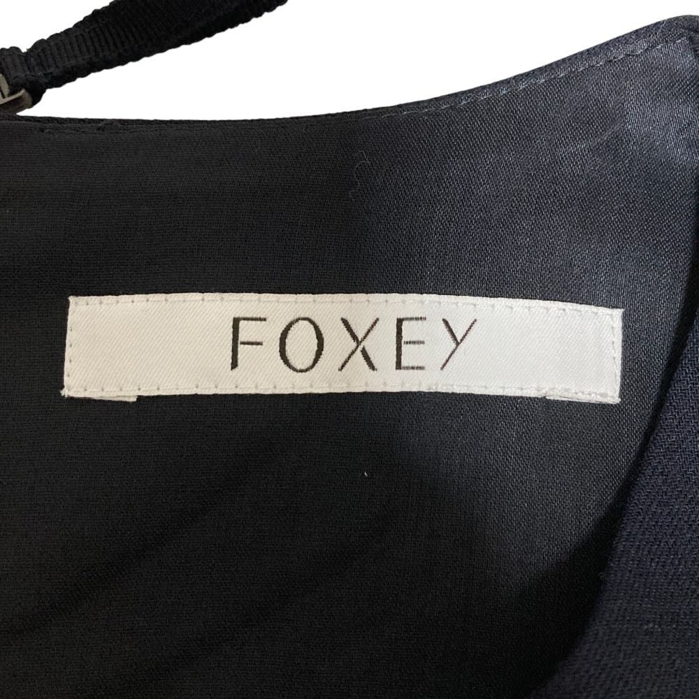 美品 FOXEY フォクシー ツイギー ボックスプリーツドレス ワンピース