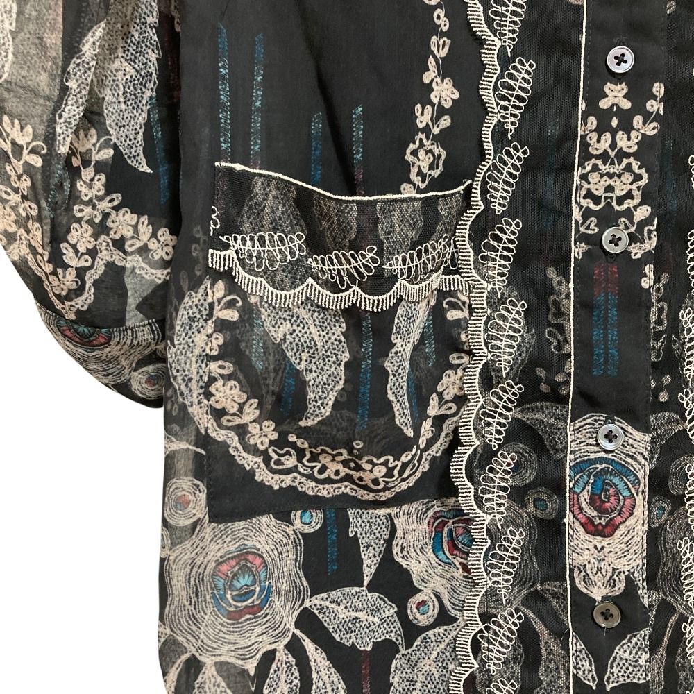 美品 ANNASUI アナスイ エンブロイダリー シアー ミニシャツワンピース  