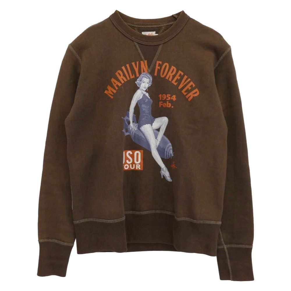 TOY'S McCOY トイズマッコイ TMC1852 LONG SLEEVE TEE MARILYN MONROE USO TOUR マリリン・モンロー プリント スウェット トレーナー ブラウン ブラウン系 38【】