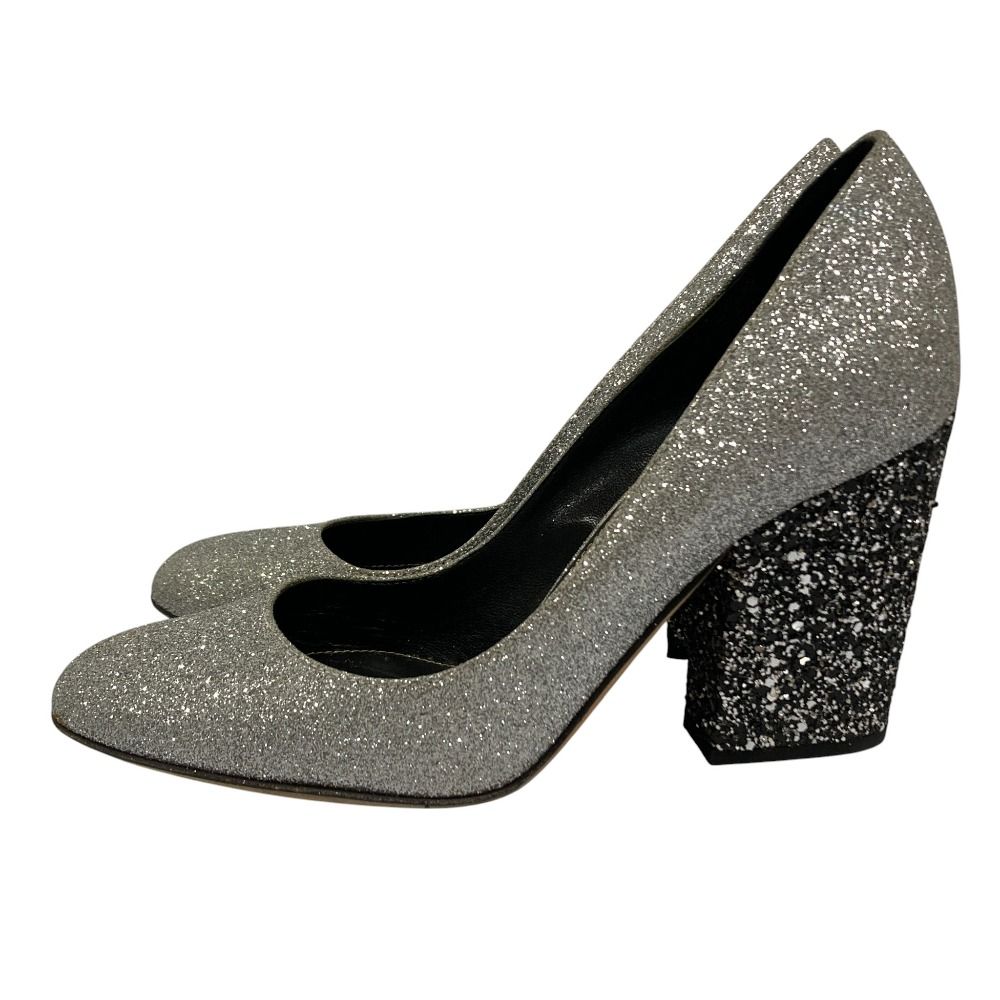 セルジオロッシ シルバー グリッターヒール 良品 Sergio Rossi セルジオロッシ グリッターパンプス サイズ36.5 約