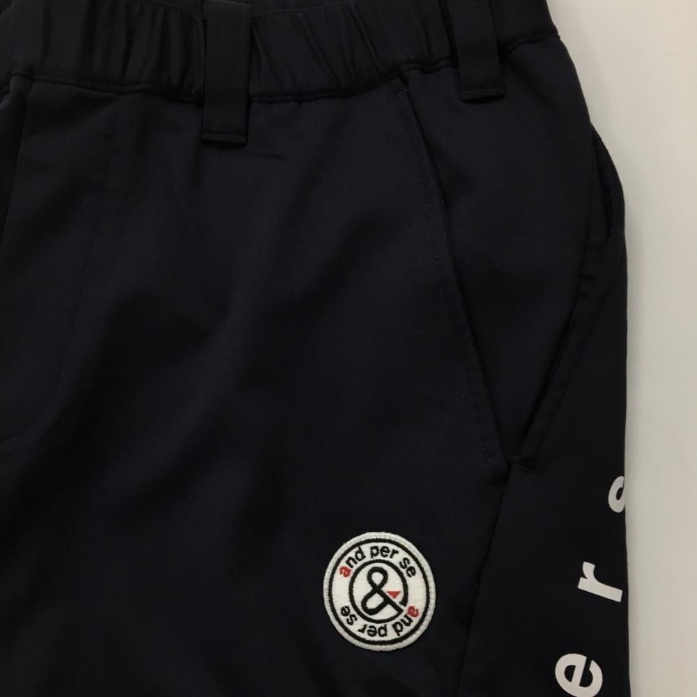 超美品】アンパスィ ジョガーパンツ ネイビー ストレッチ サイドロゴ