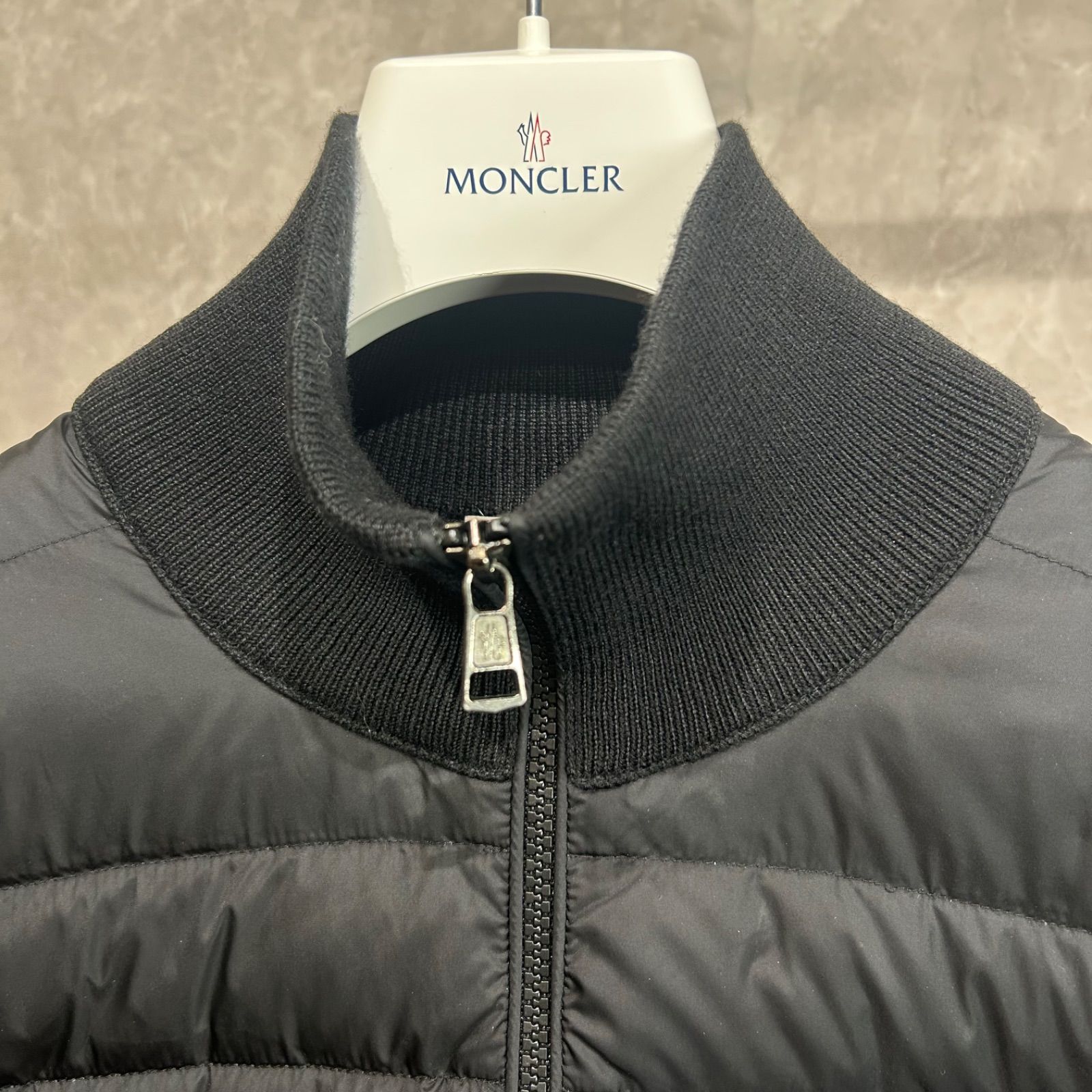 【モンクレール】ハイブリッドダウンニットジャケット ブラック S 美品】【24年】 MONCLER モンクレールハイブリッドダウンジャケット黒S