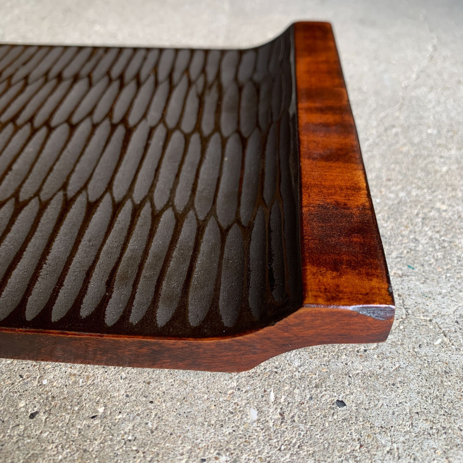 讃岐彫 お盆 トレイ 象谷塗 鑿目 菓子器 香川漆器 民藝 民芸 /HM-0171