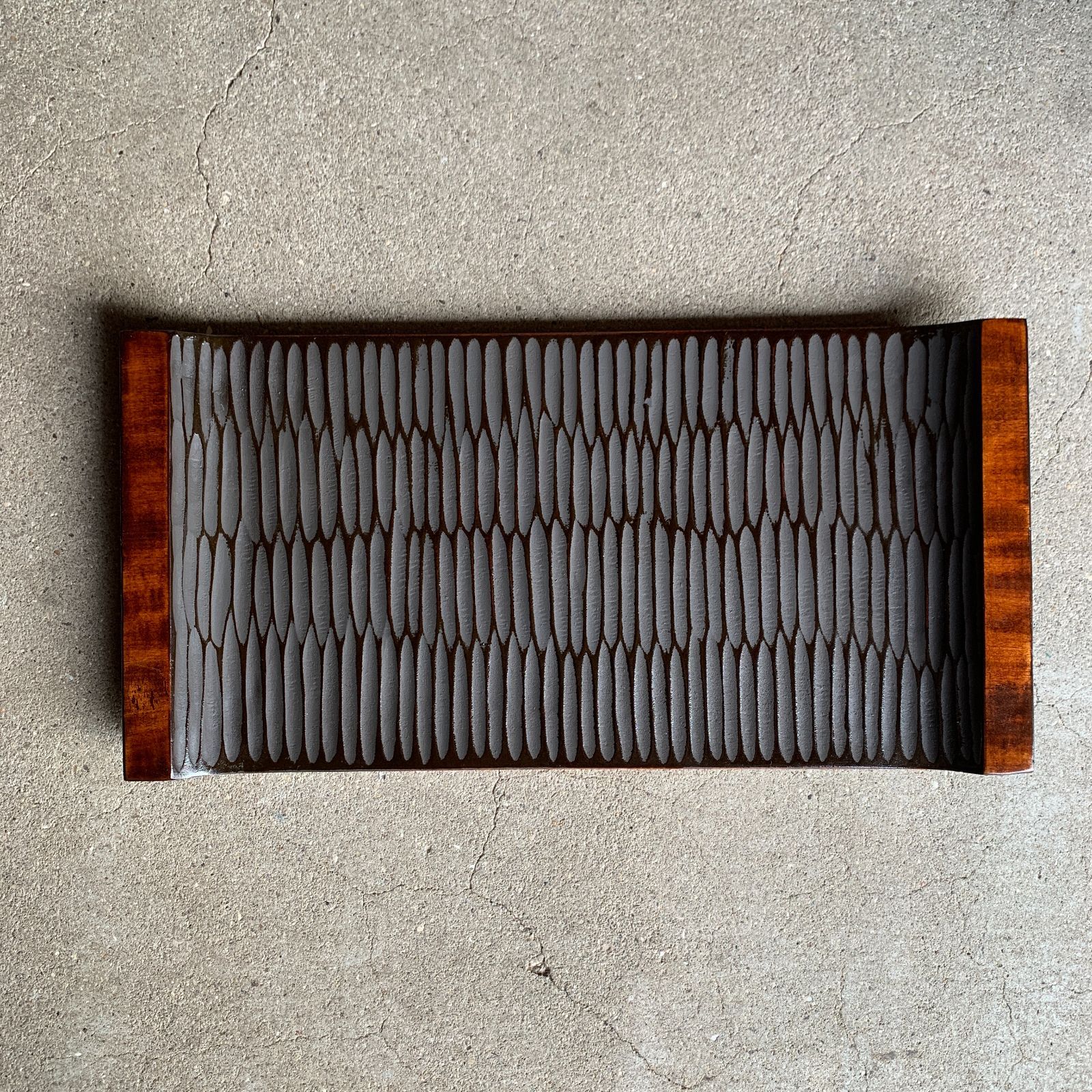 讃岐彫 お盆 トレイ 象谷塗 鑿目 菓子器 香川漆器 民藝 民芸 /HM-0171