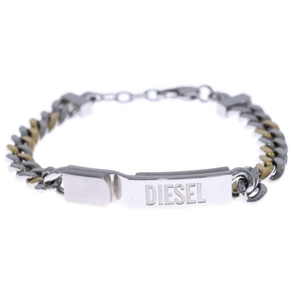 DIESEL (ディーゼル) Dロゴプレート IDチェーンブレスレット シルバー
