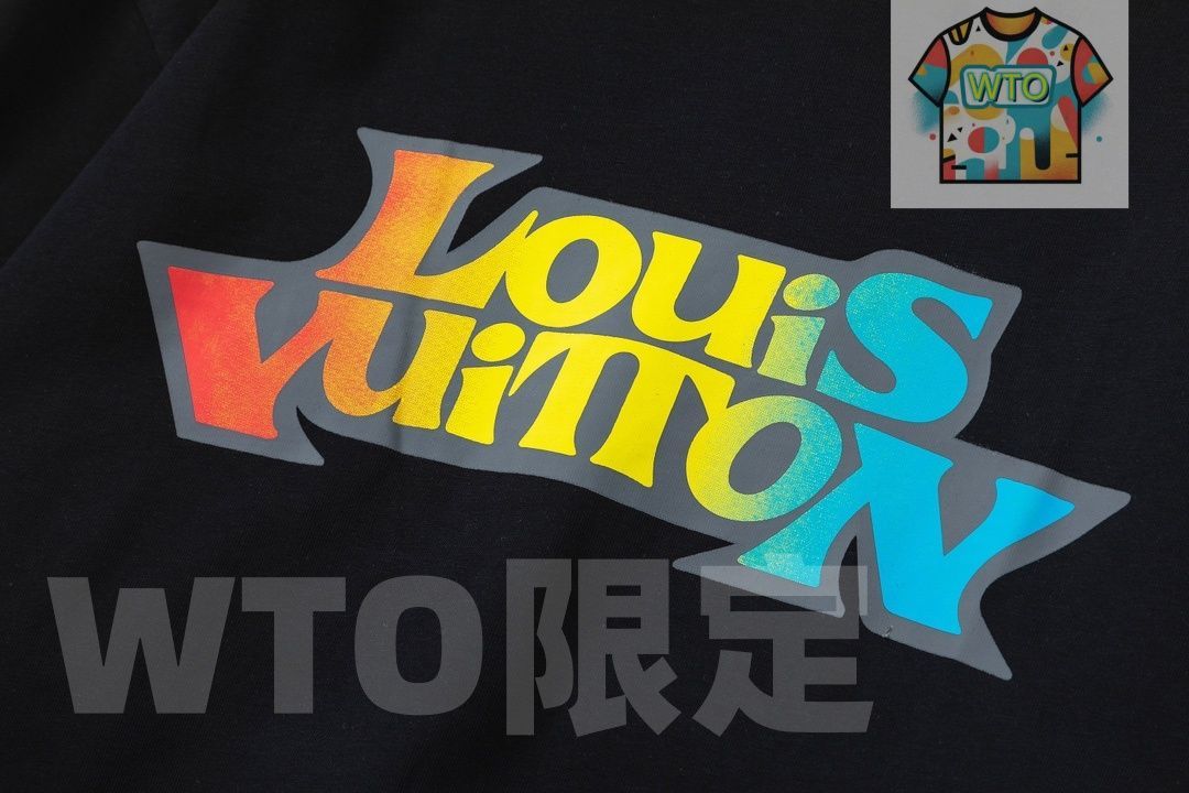 ヴィトン♡ ロゴプリント 半袖今日限定セール 本日限定特価】カラフルロゴプリント ユニセックス コットンTシャツ