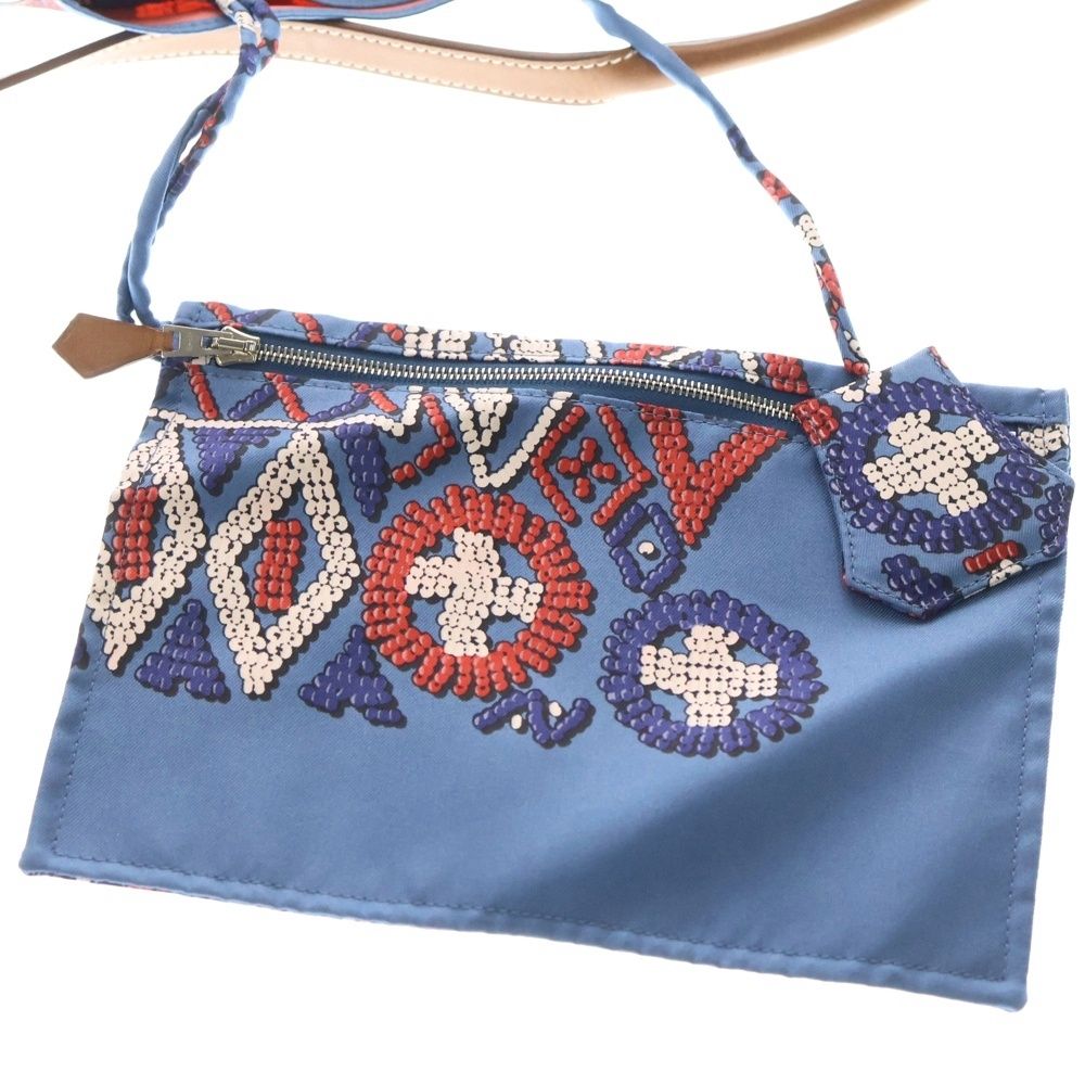 エルメス シルキーシティ シルク レザー ショルダーバッグ ブルー HERMES エルメス シルキーシティPM ショルダーバッグ シルク ブルー