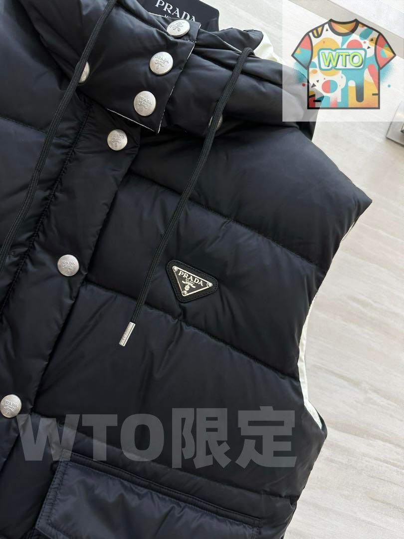 【 美品PRADA ダウンベスト 黒 : XL, 54】 中古・古着通販】PRADA (プラダ) ロゴプレートダウンベスト ブラック