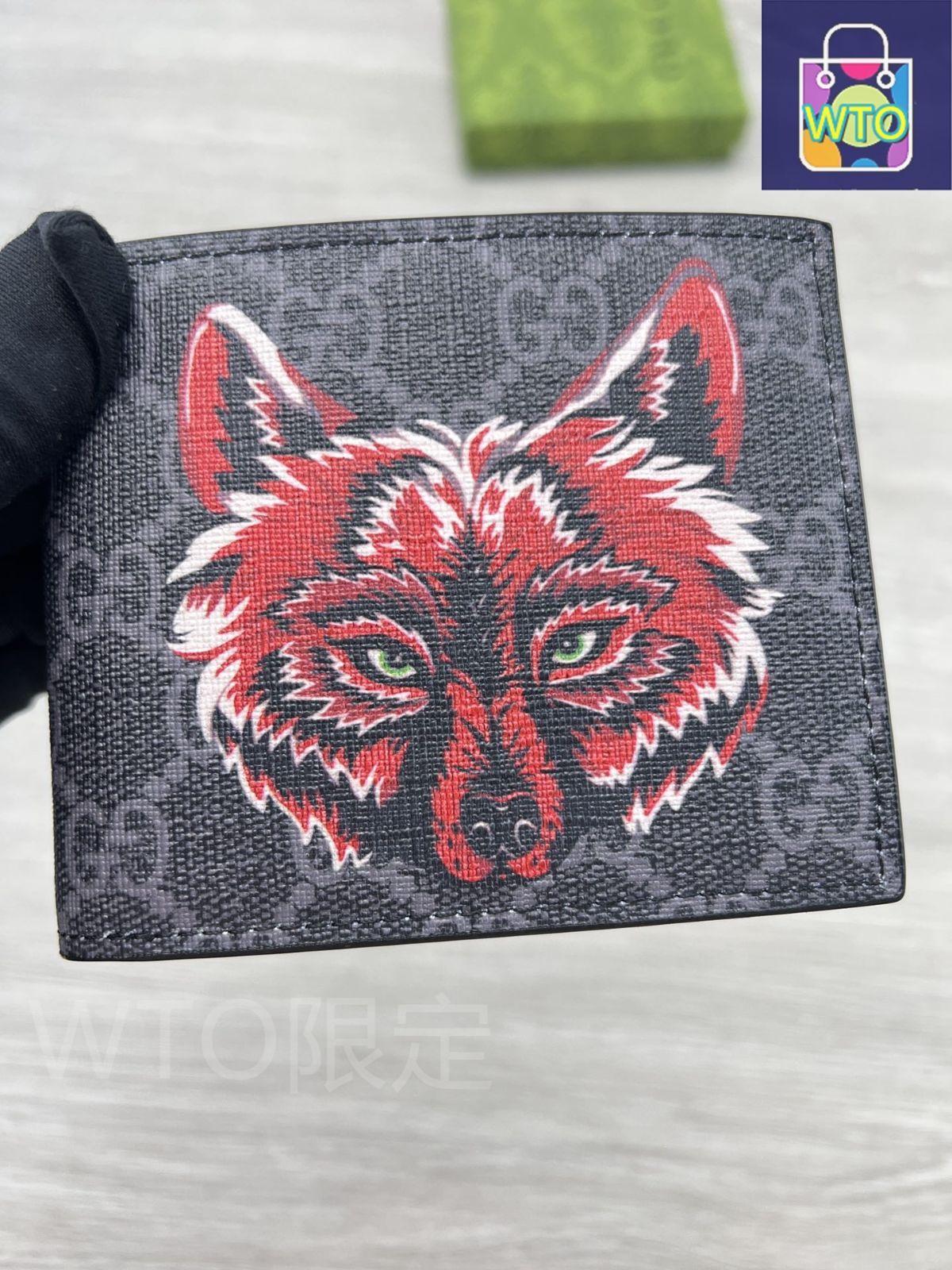 本日限定特価】GUCCI GGスプリーム レッドウルフプリント ウォレット