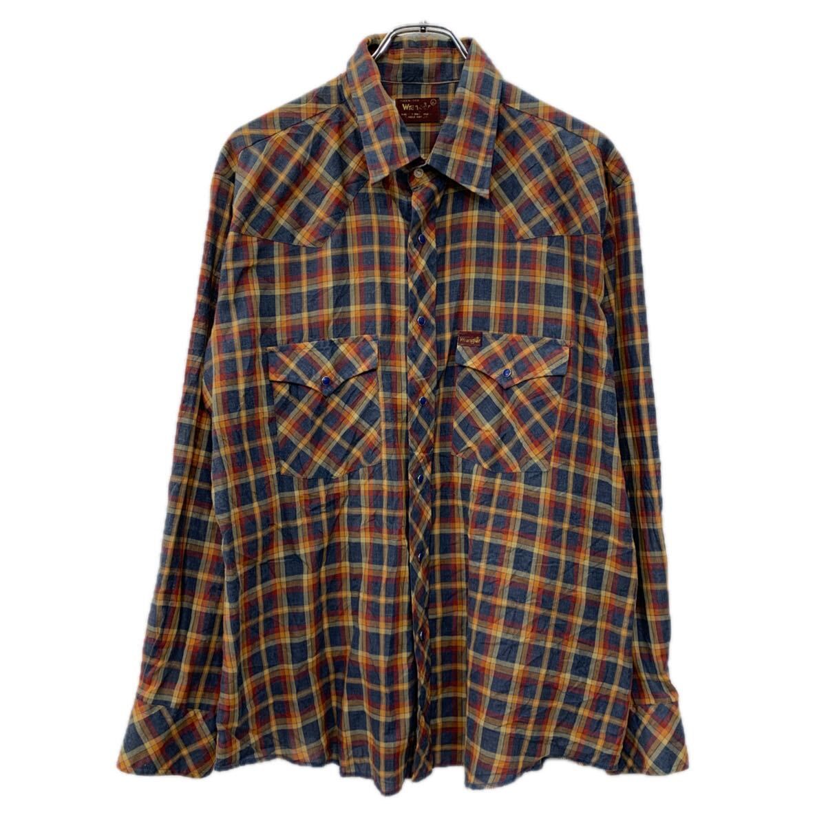 Wrangler 長袖 チェックシャツ XL ネイビー マルチカラー ラングラー