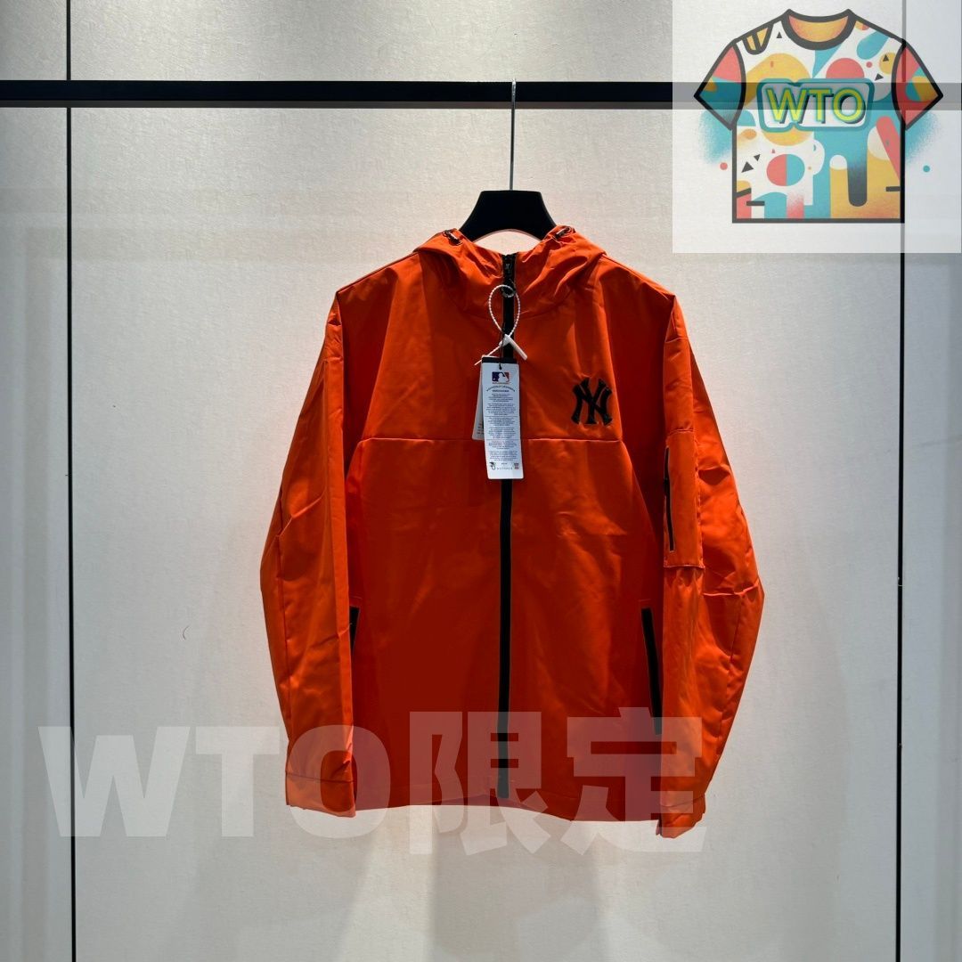ナイロンジャケット オレンジ色 刺繍ロゴ付き 本日限定特価】MLB メンズ ジャケット 刺繍ロゴ 防水 4色展開 M-XXL