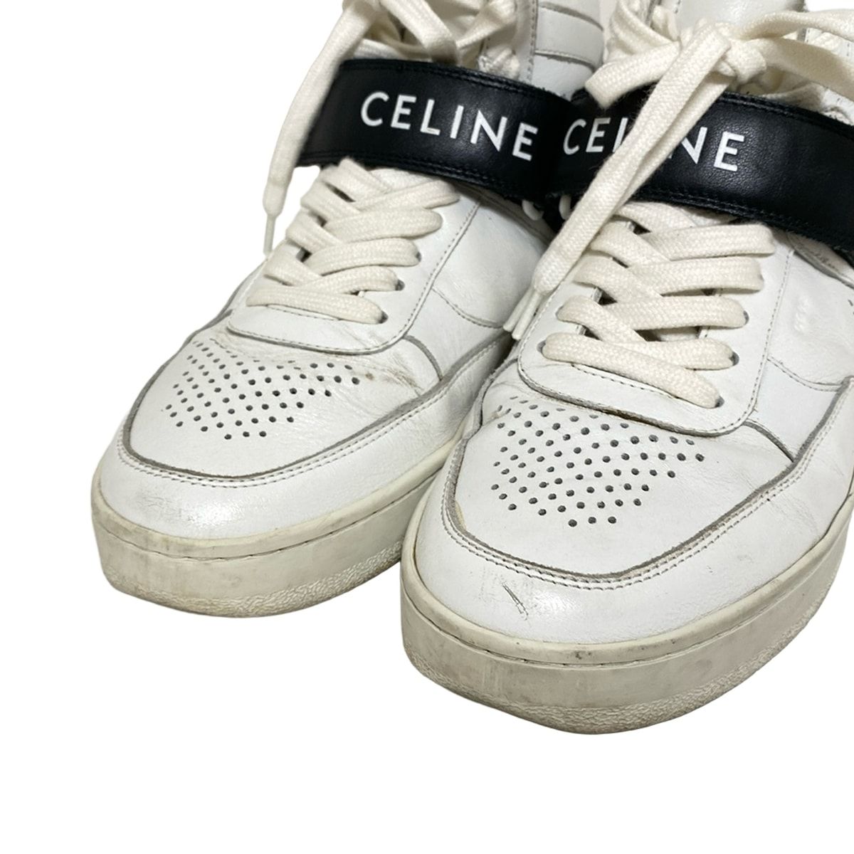 CELINE(セリーヌ) スニーカー 38 レディース - 白×黒 ハイカット