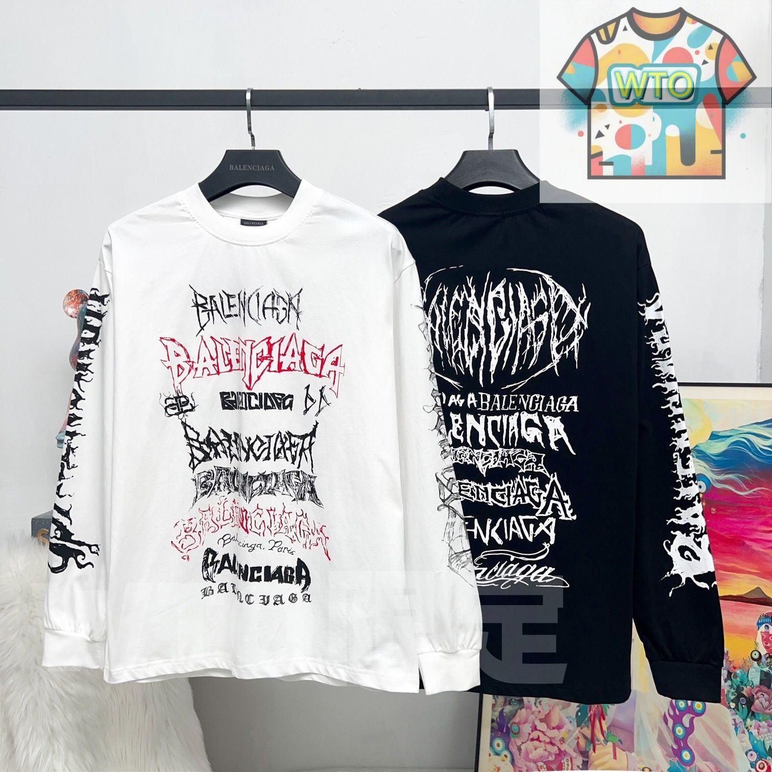 本日限定特価】BALENCIAGA メンズ＆レディース ロングスリーブ Tシャツ