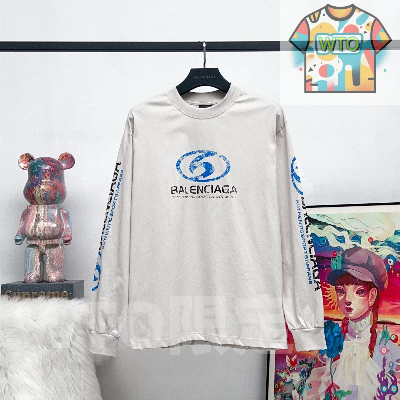 特価　BALENCIAGA グラフィックプリント長袖シャツ サイズ1 本日限定特価】Balenciaga グラフィティプリント ロングスリーブT