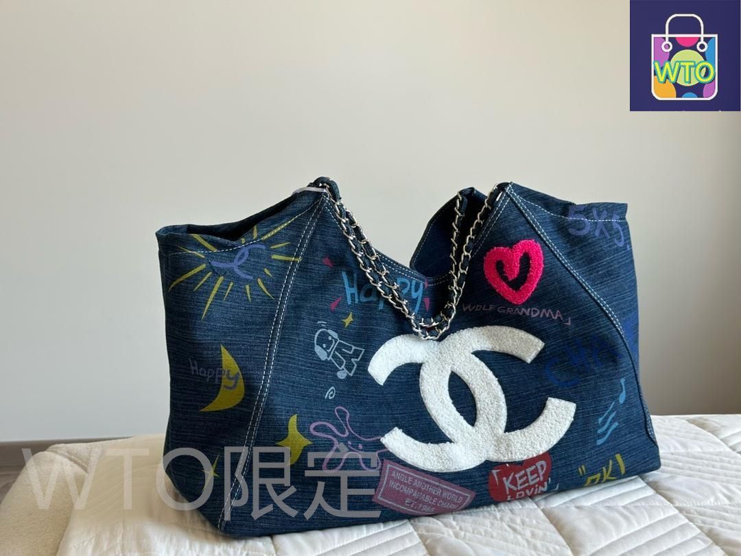 CHANEL デニム ショルダー CHANELシャネルのスター同款デニム大サイズショルダーバッグ｜本日限定