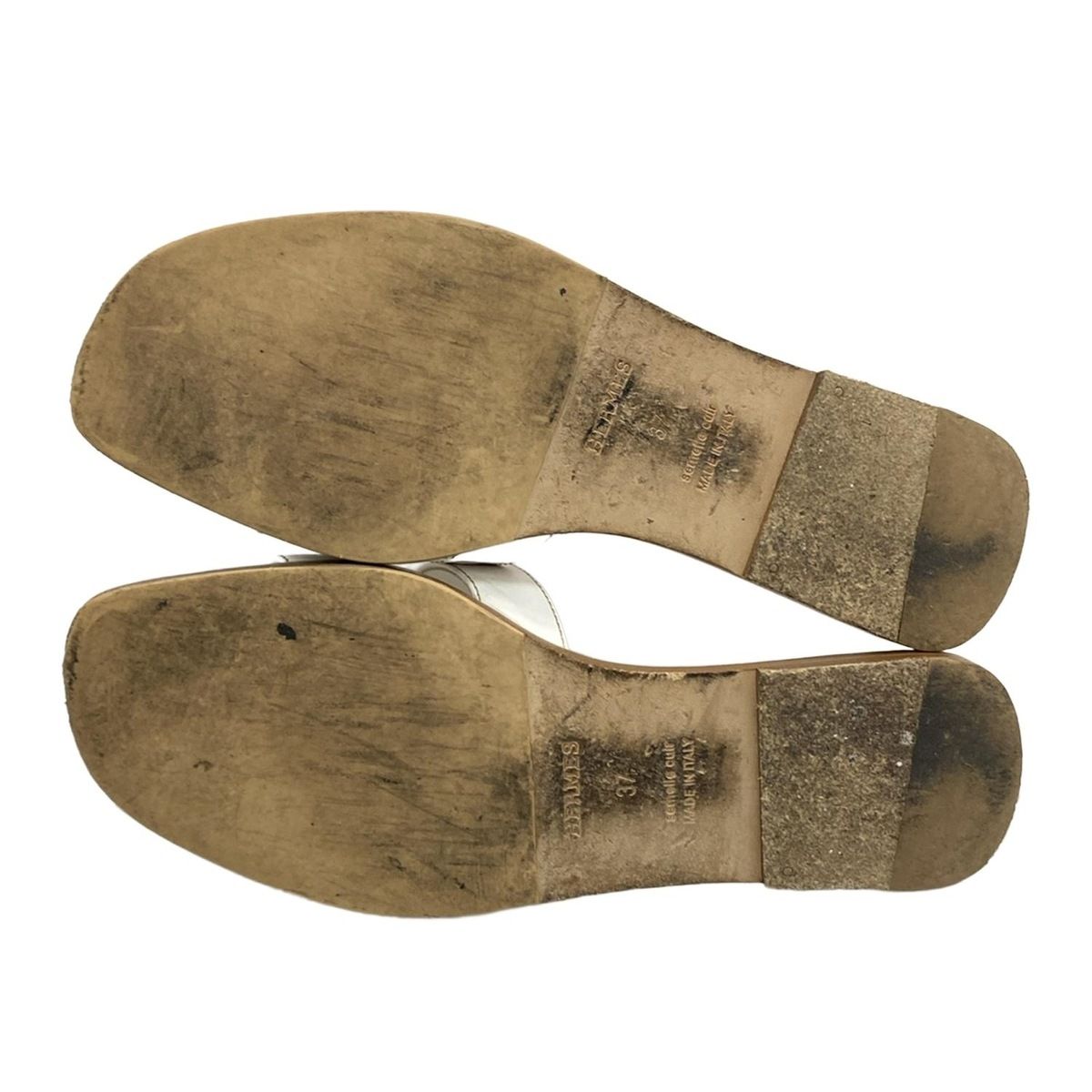 HERMES(エルメス) サンダル 37 オラン 白 アウトソール張替済 レザー