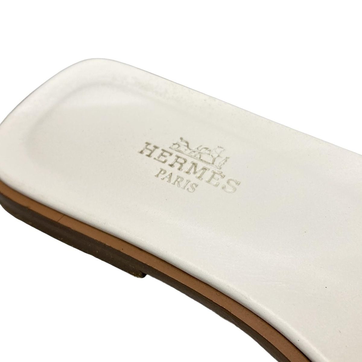 HERMES(エルメス) サンダル 37 オラン 白 アウトソール張替済 レザー