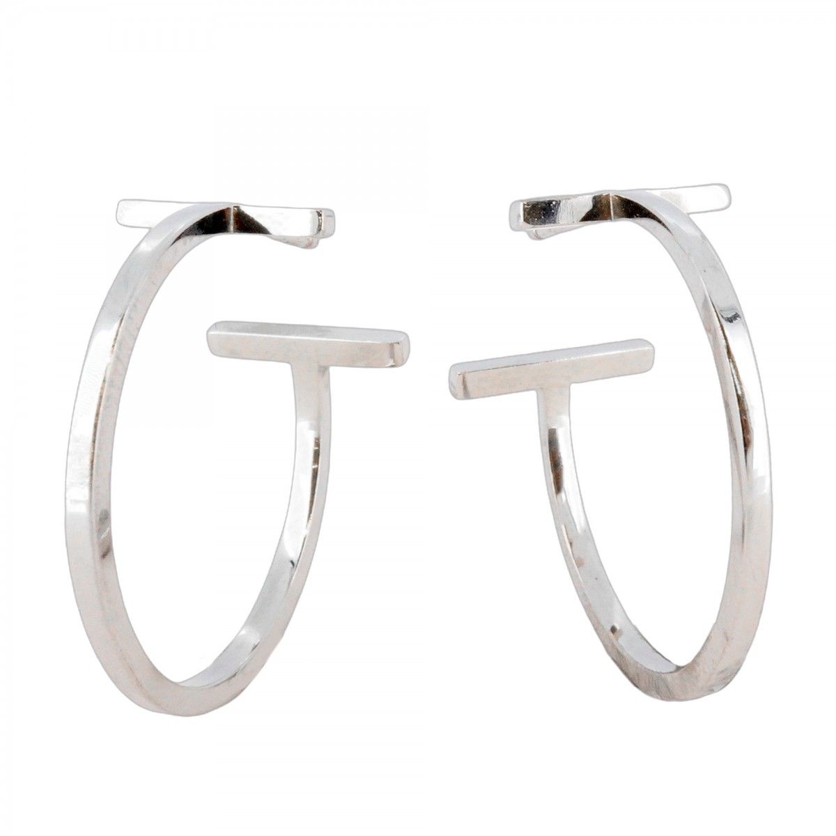 ☆SALE【5jmb0765】ティファニー ピアス Tワイヤー フープ K18WG