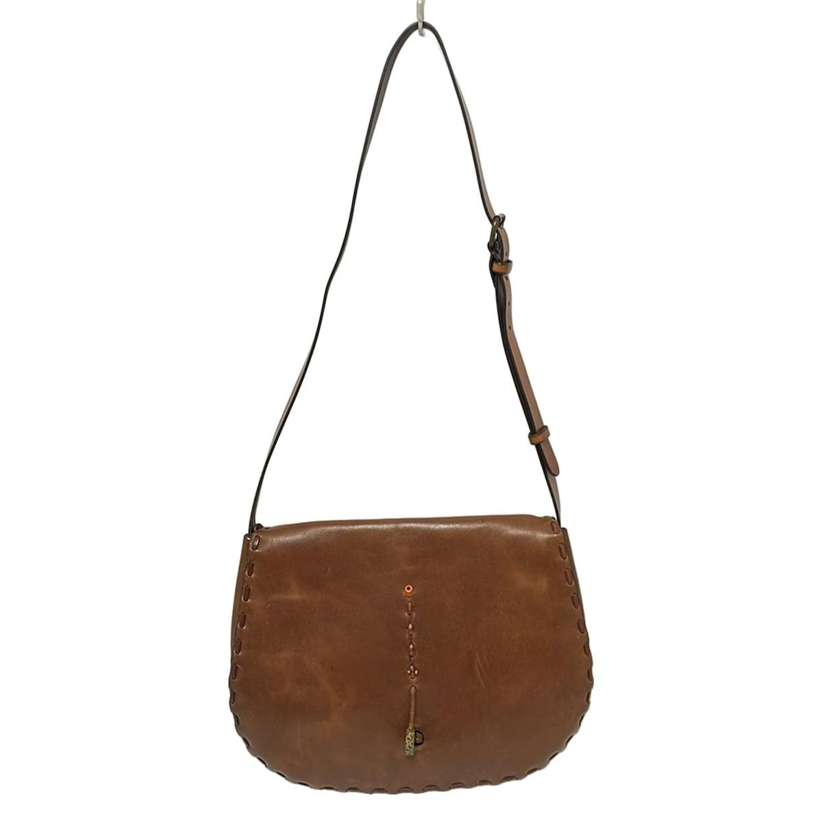 希少　アンリークイール　ショルダーバッグ　オールレザー　ビーズ　刺繍　ブラウン 希少 アンリークイール ショルダーバッグ オールレザー ビーズ 刺繍