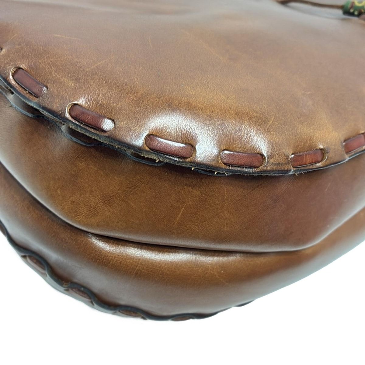 HENRY CUIR(アンリークイール) ショルダーバッグ - ブラウン ビーズ