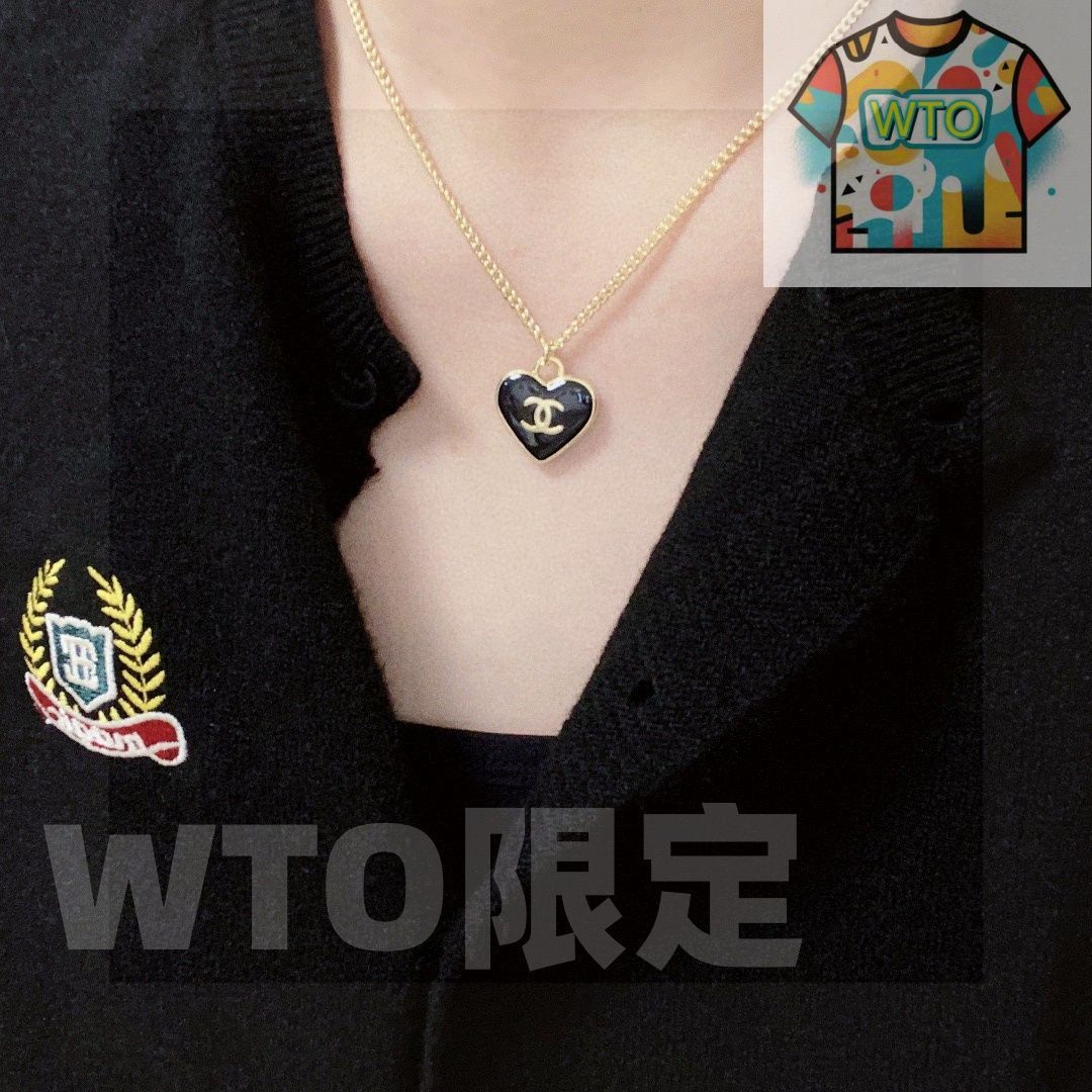 今日特価】CHANEL 最新モデル ブラックハート ダブルサイド ネックレス