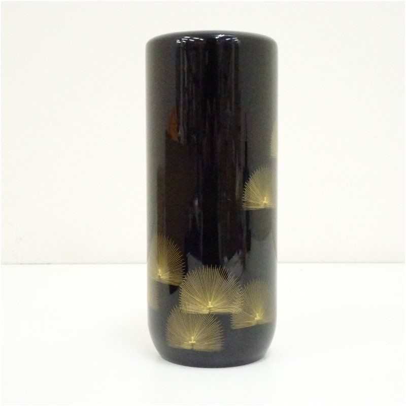 輪島塗 東恒博造 寿松沈金花器（共箱） 花瓶 生け花 花入れ おしゃれ