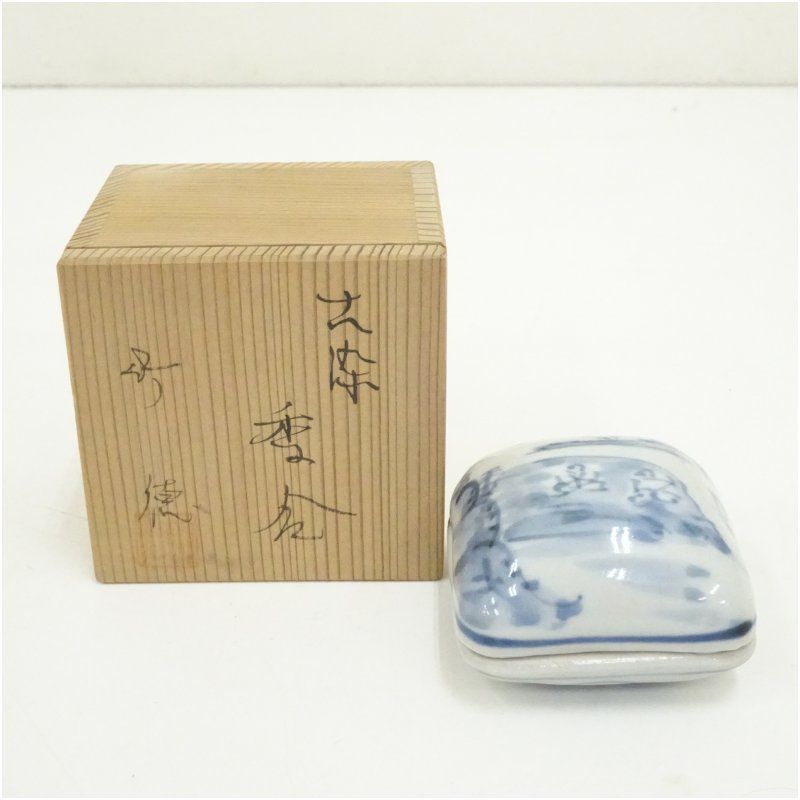 竹徳造 古染香合（共箱） 茶道具 茶道 香道 香道具 おしゃれ かわいい