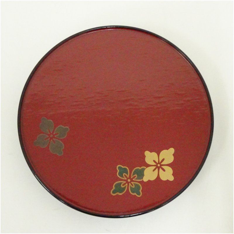 輪島塗 朱花図銘々皿5客（共箱） 茶器 菓子器 おしゃれ 和菓子 干菓子