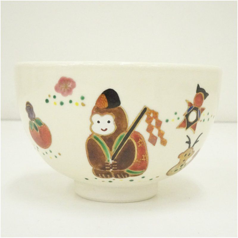 京焼 西村清翠造 色絵干支申茶碗 茶道 抹茶 おしゃれ 抹茶茶碗 抹茶碗