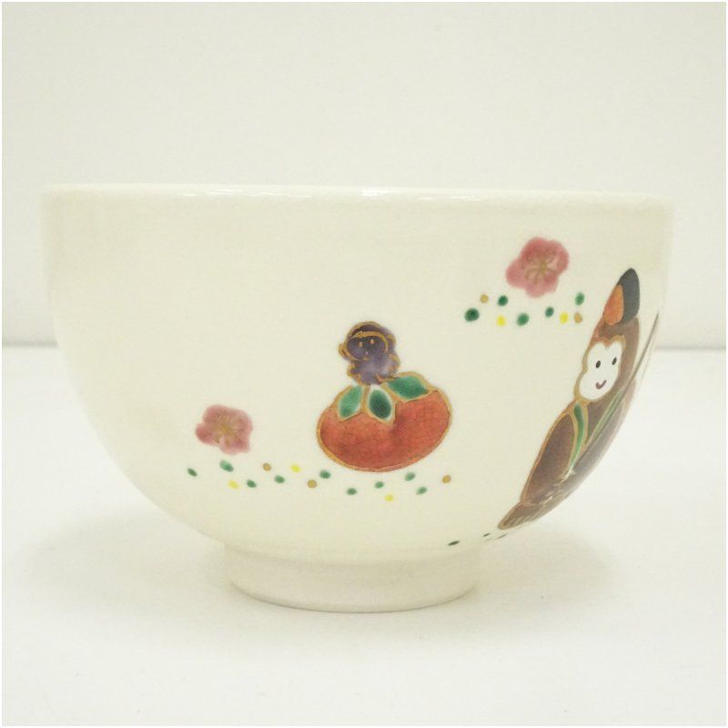 京焼 西村清翠造 色絵干支申茶碗 茶道 抹茶 おしゃれ 抹茶茶碗 抹茶碗