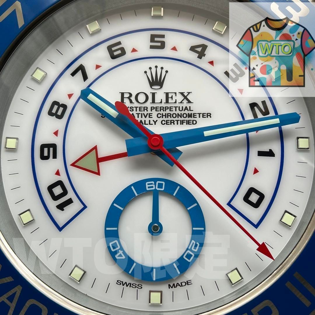 海外販促用ROLEX 掛け時計 ヨットマスター  シルバー/ブルーベゼル-WTO
