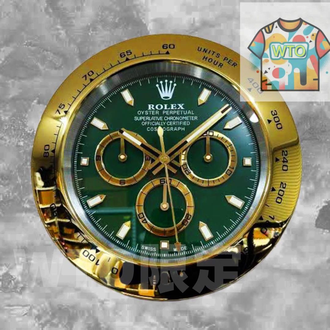 リプロダクト品　新品未使用 希少品 rolex掛け時計 グリーンサブシルバー リプロダクト品 ROLEX希少品 ロレックス 金 緑 デイトナ 掛け時計-WTO