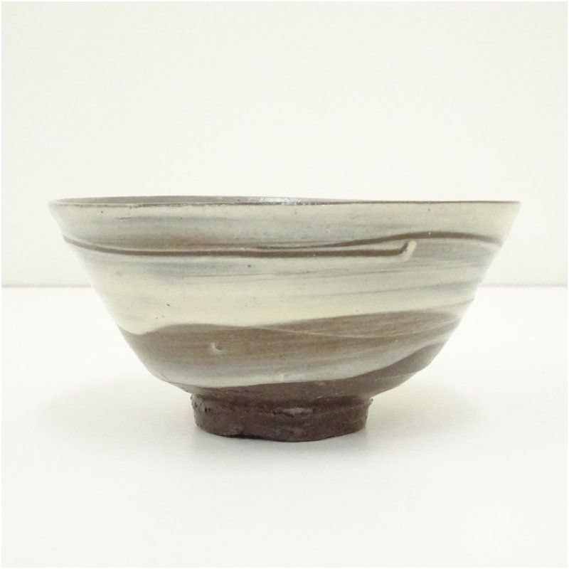 米山章臣造 古刷毛目形茶碗（共箱） 茶道 抹茶 おしゃれ 抹茶茶碗 抹茶