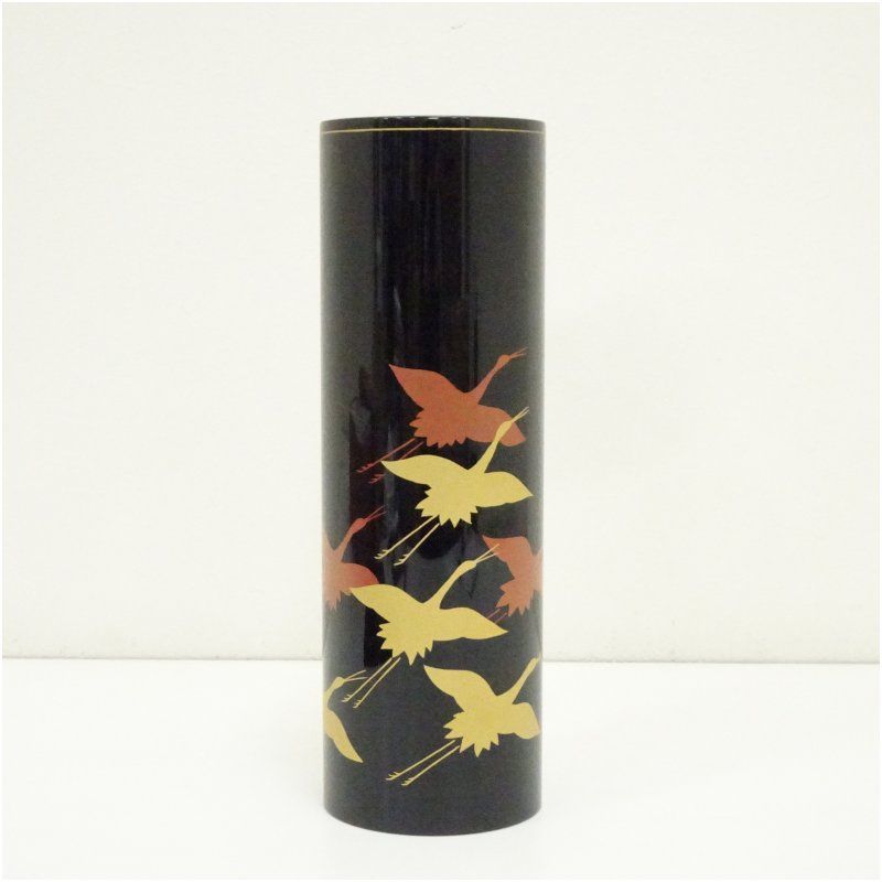 輪島塗 鶴蒔絵花入（箱付） 花入れ 茶道 茶道具 花瓶 花器 おしゃれ