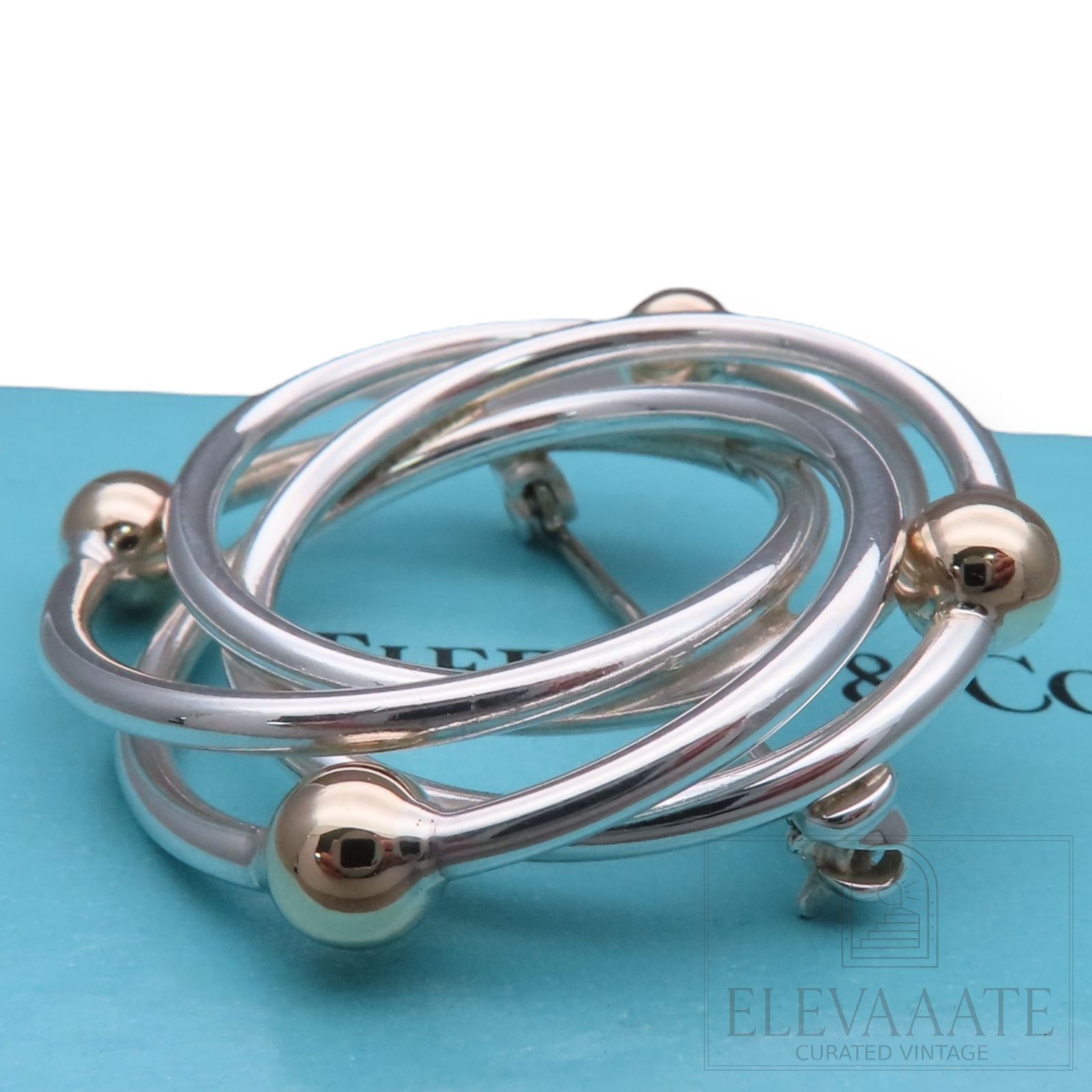 美品】Tiffany& Co. コンビサークル ブローチ シルバー アクセ