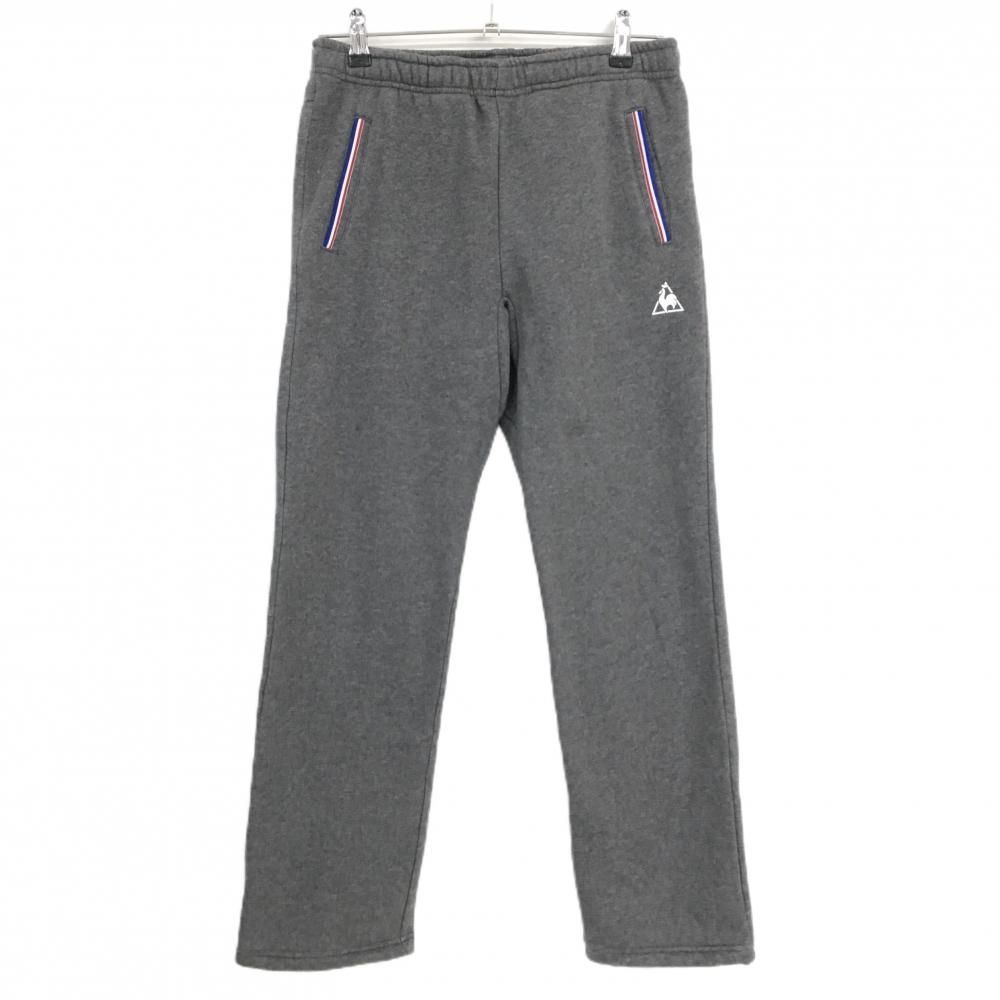 美品】ルコック パンツ グレー 裏起毛 一部トリコロール ウエストゴム