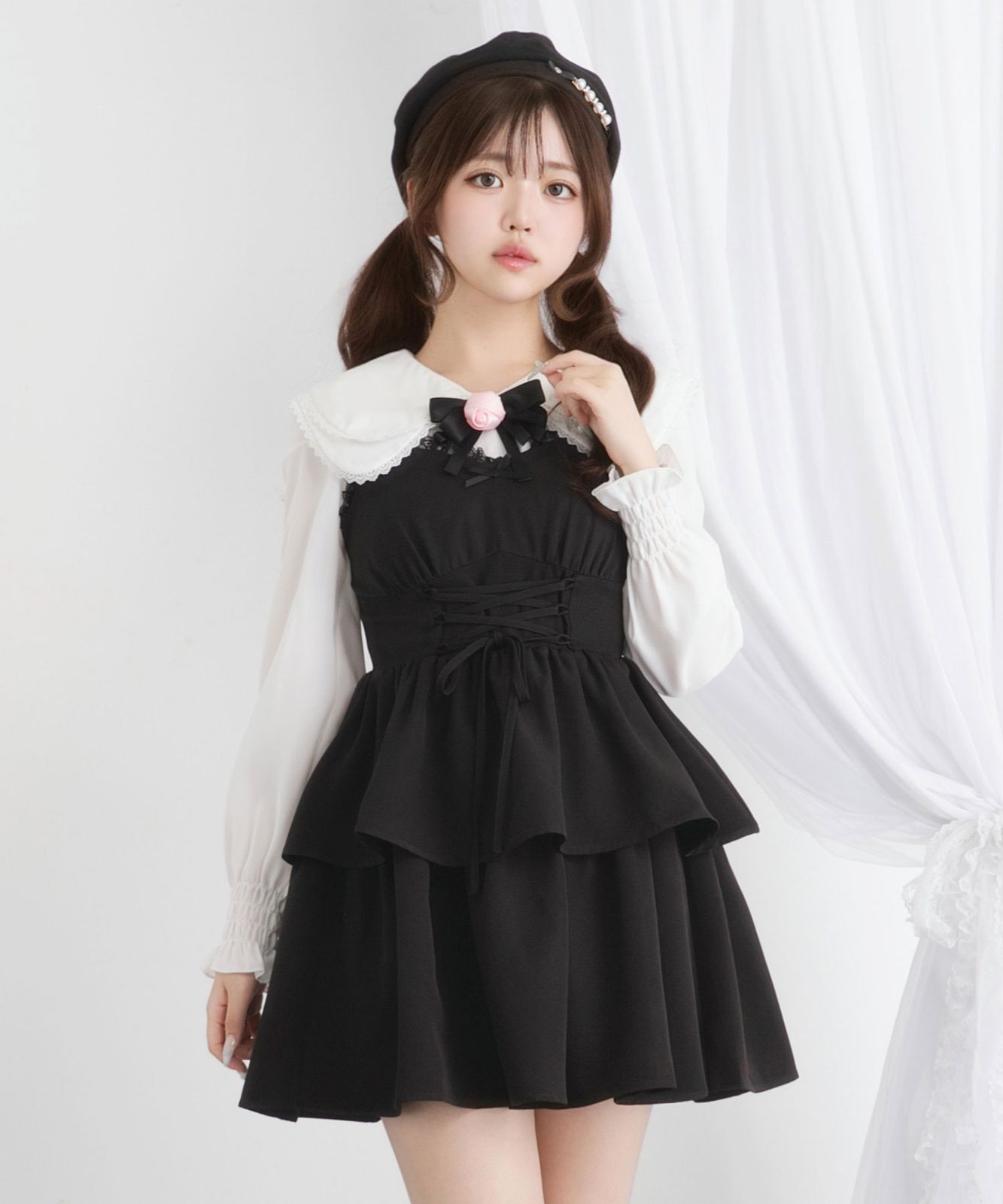 夢展望公式 [新品未使用] レースアップッティアードキャミｏｐ [ブラック] 他カラー別ページ有 ワンピース その他ワンピース（キャミソール・ベアトップ） 535551-01