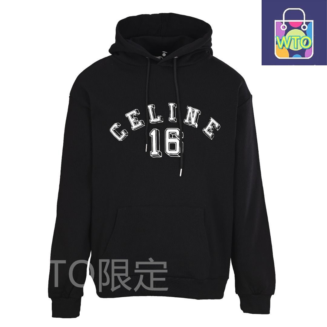 今日特価】Celine セリーヌ ロゴプリントパーカー 高品質無塵布生地