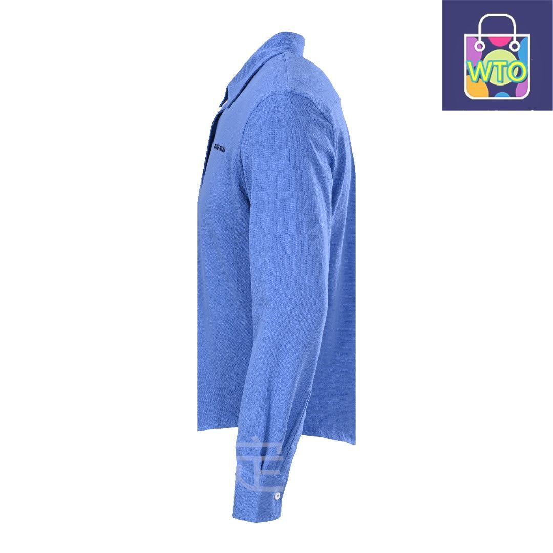 今日特価】Miu Miu ミュウミュウ 青色小ロゴコットンピケロング