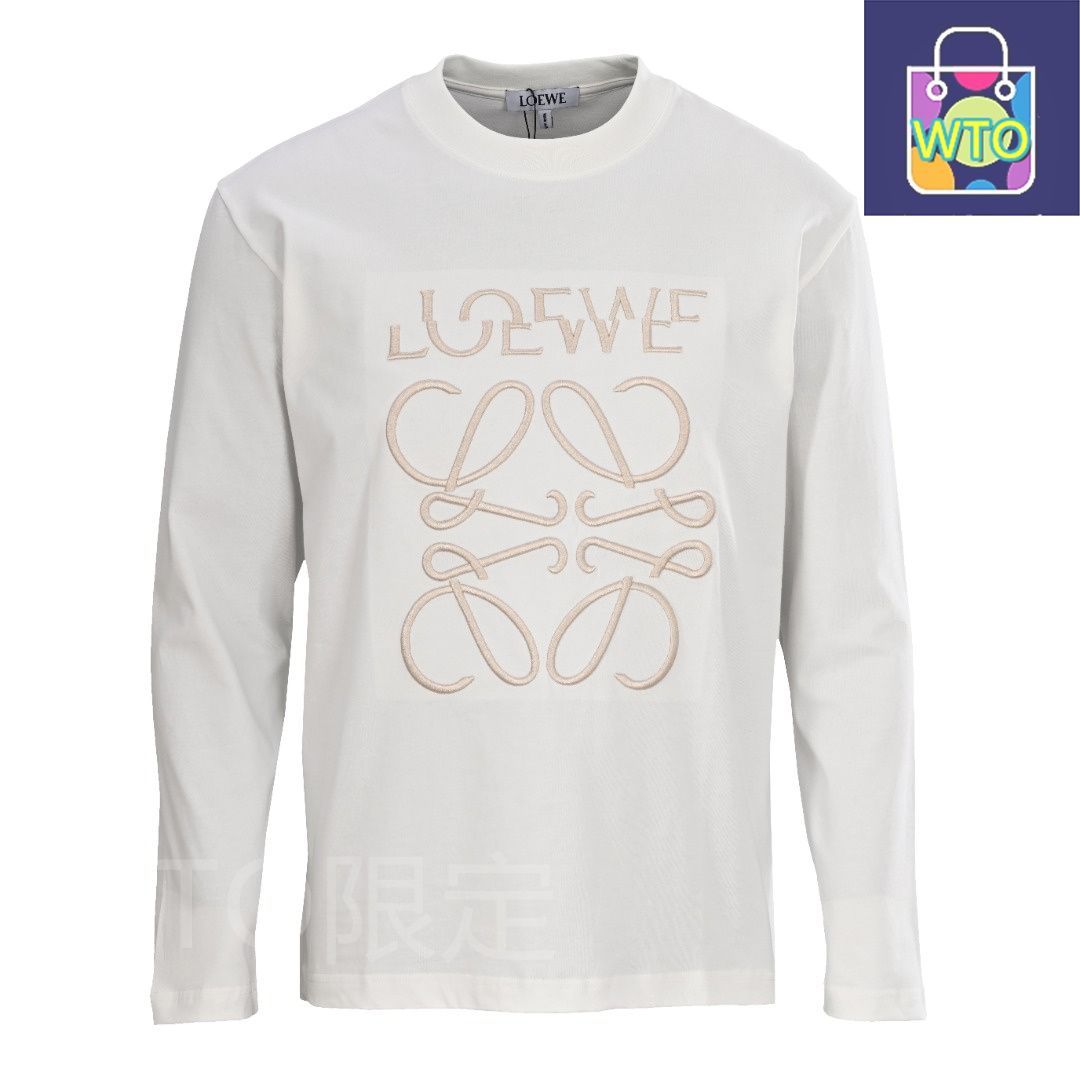 今日特価】Loewe ロエベ 位置違いロゴ立体刺繍長袖Tシャツシリーズ 長
