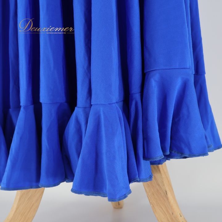 フラメンコ 衣装 ファルダ スカート 無地 青 レッスン 練習着 柔らかい