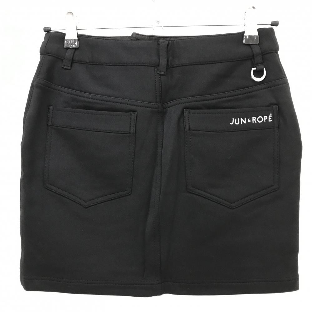 JUN&ROPE レディースゴルフスカート【M】 超美品】ジュンアンドロペ スカート 黒 ロゴ白 裏起毛 レディース M